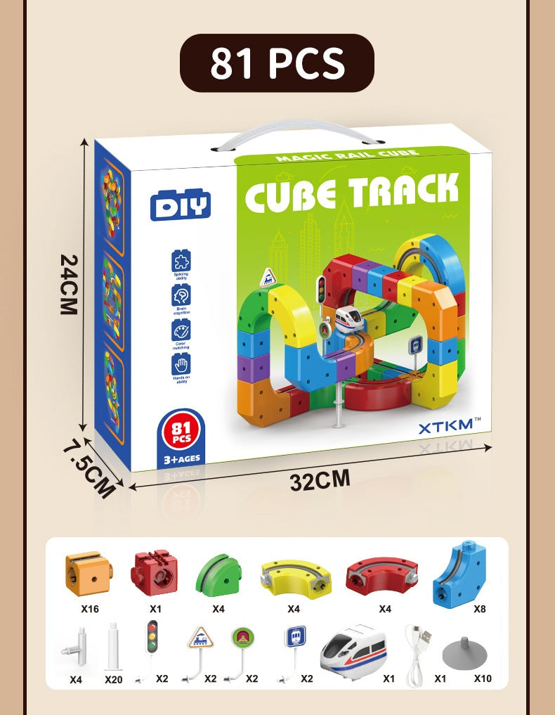 3D Gravity Magic Track Train Set DIY Deformable Racing Track STEM Building Toy with Blocks Traffic Lights for Kids Ages 3 4 5 Indoor Outdoor Birthday Gift