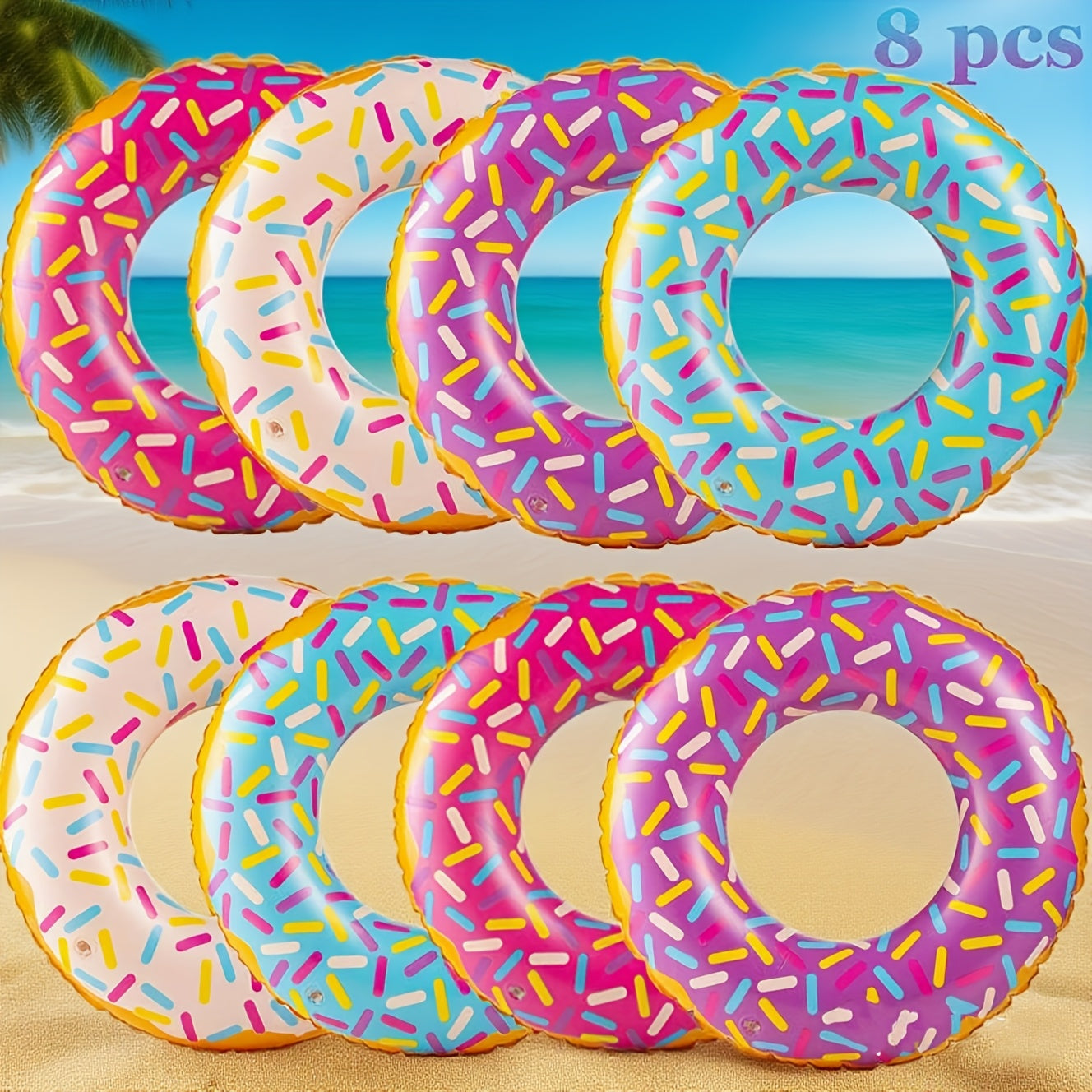 Hawaiian Kids Pool Float Toys 8pcs Set – Tropical Beach Floaties for Boys Girls, Summer Swimming Pool Party Favors, Easter Birthday Water Fun Gifts, Inflatable Floats
