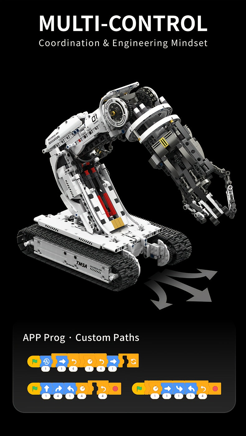1468-Piece Robotic Arm Building Block Set Remote Control - Mechanical Tech Arm 3-Claw 8-Way Control Gear Linkage, ABS STEM Engineering Toy for Adults Teens, Unique Birthday Christmas Gift