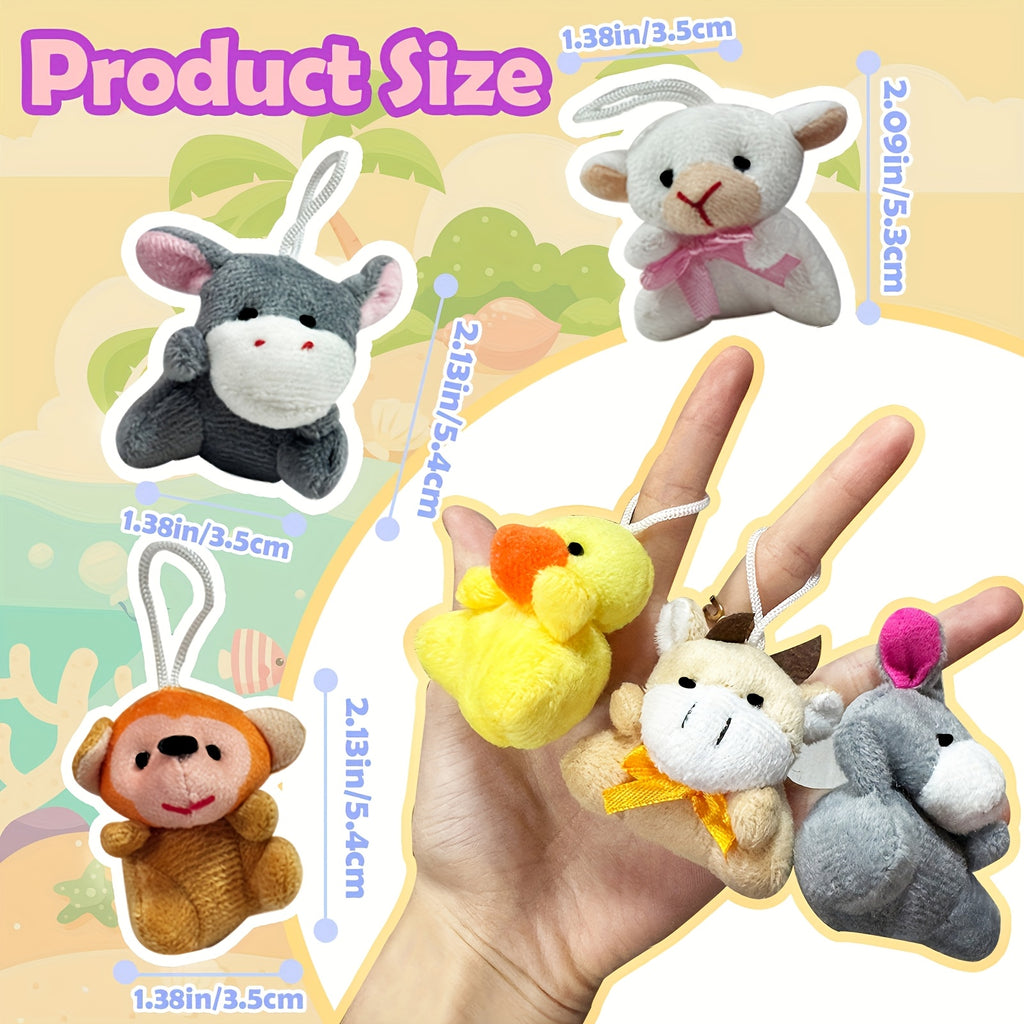 24PCS Mini Animal Plush Toy Assortment – Small Stuffed Animal Bulk Set with Keychains, Party Favors, Carnival Prizes, School Gifts, Christmas Easter Halloween Valentine’s Day Gift for Kids