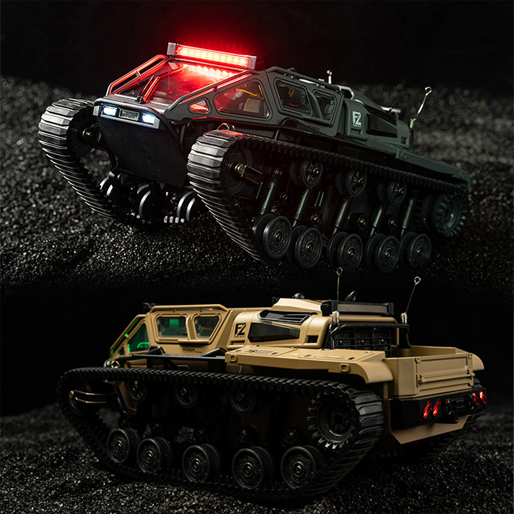 RC Tracked Military Tank with Full-Proportional Control LED Lights & Alloy Opening Door - All-Terrain Off-Road Armored Vehicle Model Toy Gift for Kids Boys Adults