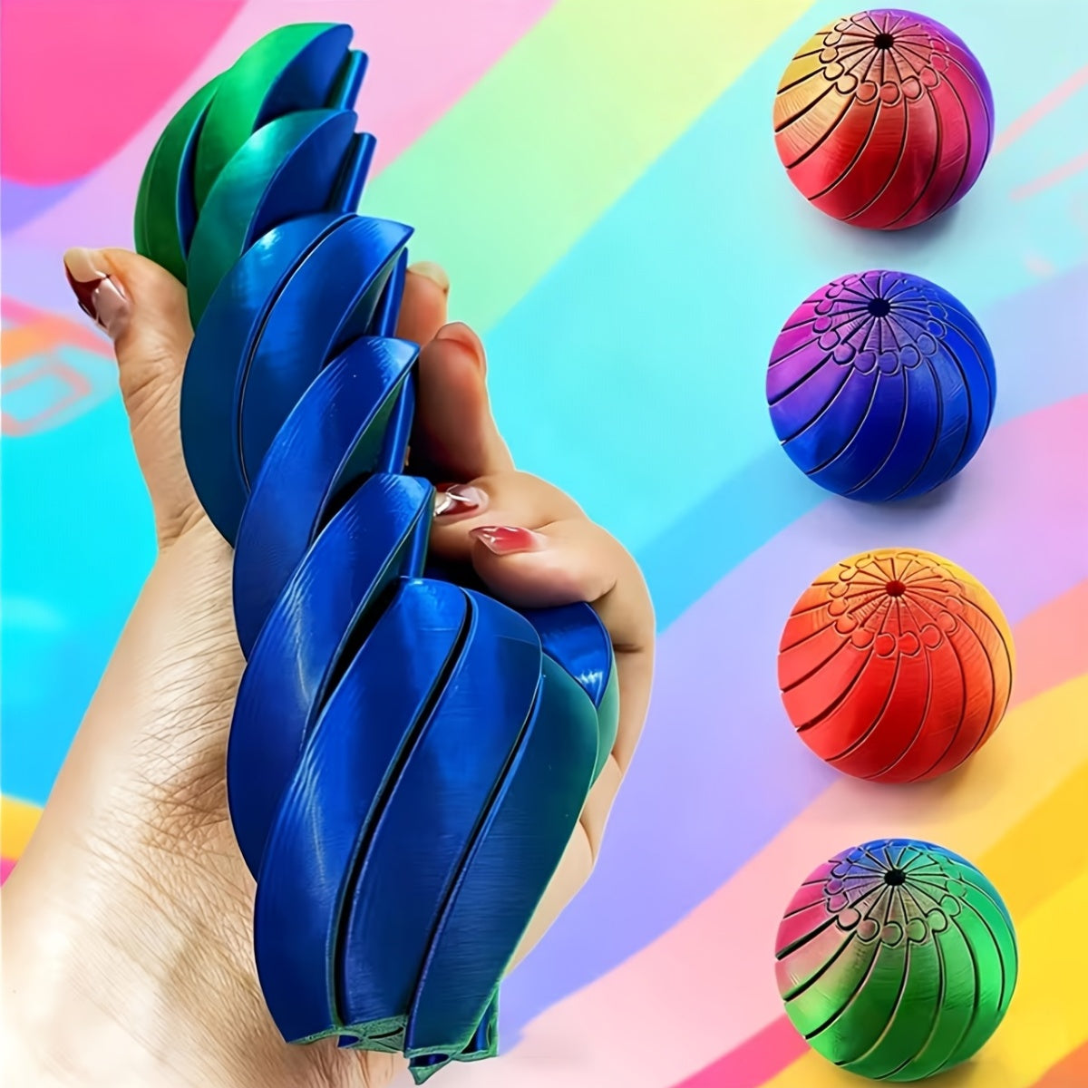 3D Printed Slime Deformation Ball 4 Pack – Random Color Squeeze Stress Balls, Novelty Home Decor Ornament & Holiday Gift for Kids & Adults