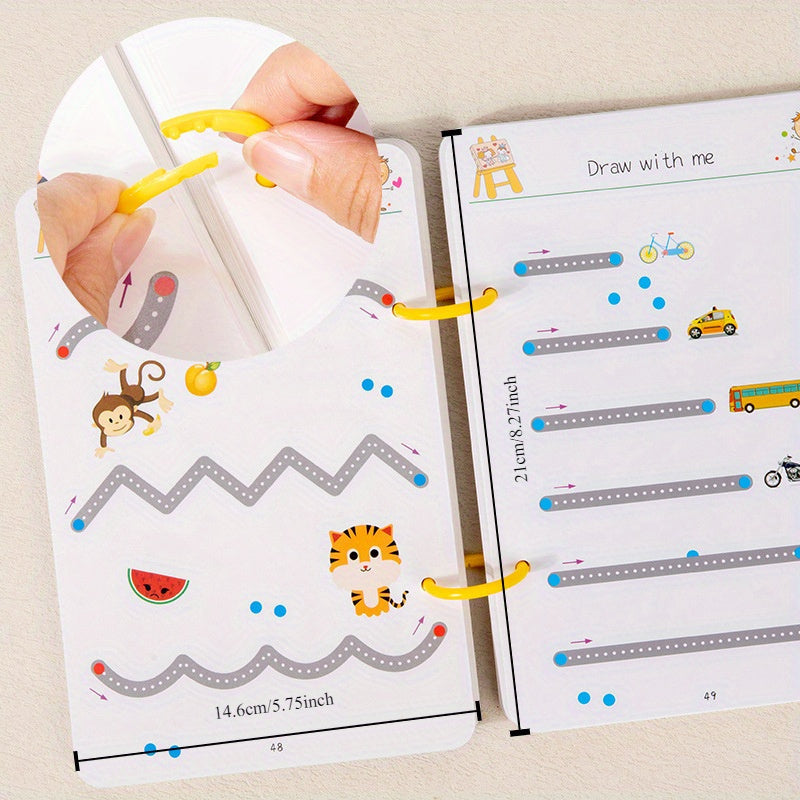 64-Page Reusable Magic Wipe Clean Exercise Book for Kids - Pen Control & Tracing Practice Book, Educational Writing Activity Book, Back to School Gift for Toddlers Preschoolers