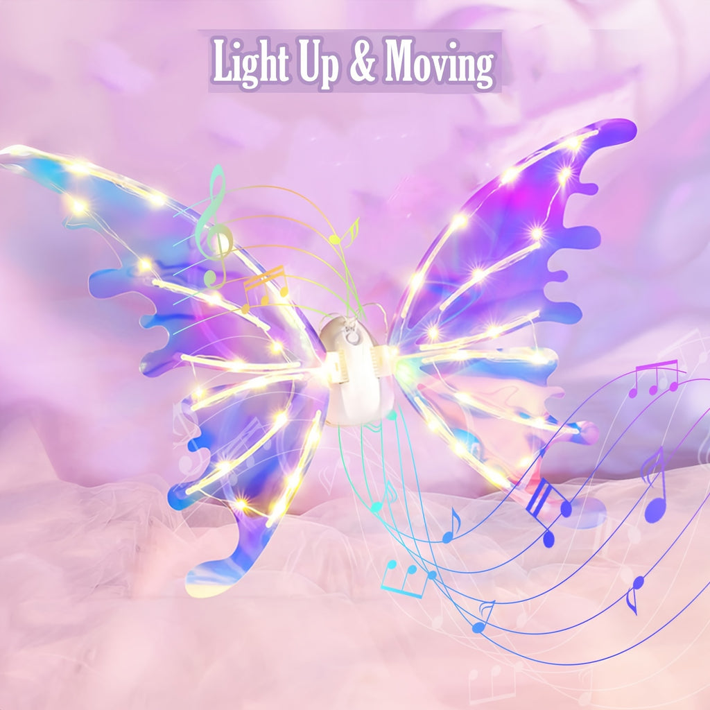 LED Fairy Butterfly Wings USB Rechargeable – Glowing Light-Up Costume Wings for Kids Halloween Cosplay Dress-Up & Parties
