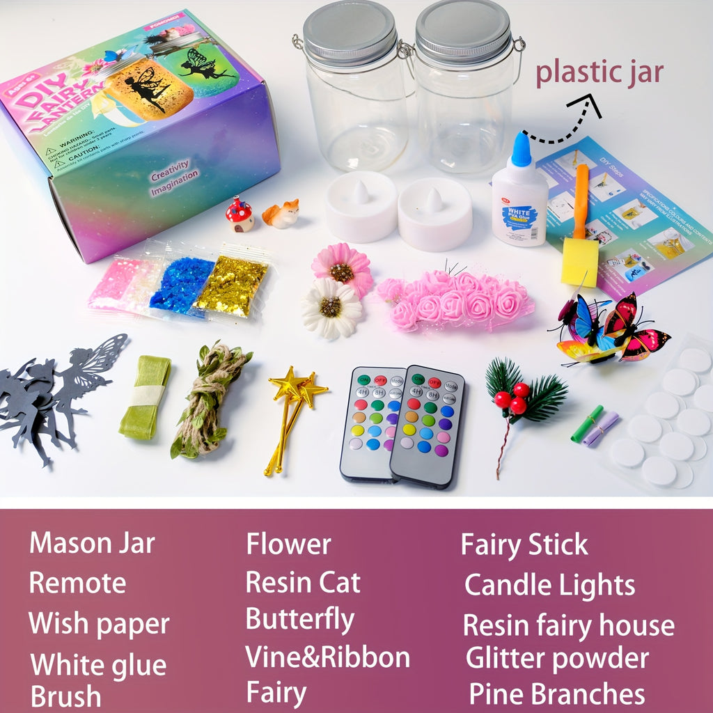 DIY Fairy Lantern Craft Kit with Color-Changing Remote Control Mason Jar Night Light – Arts & Crafts for Girls Ages 6+, Birthday Halloween Christmas Gift & Party Activity