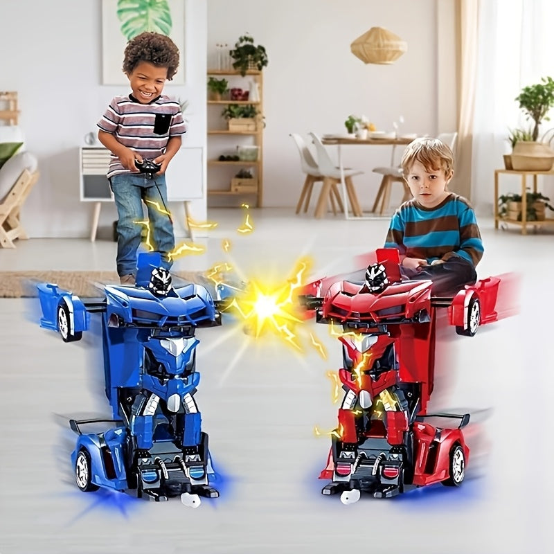 Transform Robot RC Car 1:18 Scale One-Click Car to Robot 2.4GHz 360 Drift LED Light 45M Range Non-Toxic ABS Kids Boys Ages 3+ Birthday Christmas Gift