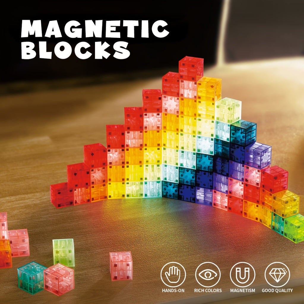 Magnetic Cube Building Blocks 54pcs 3D STEM Construction Set - Educational Toy for Kids Ages 3+, Creative Birthday Christmas Gift for Boys & Girls