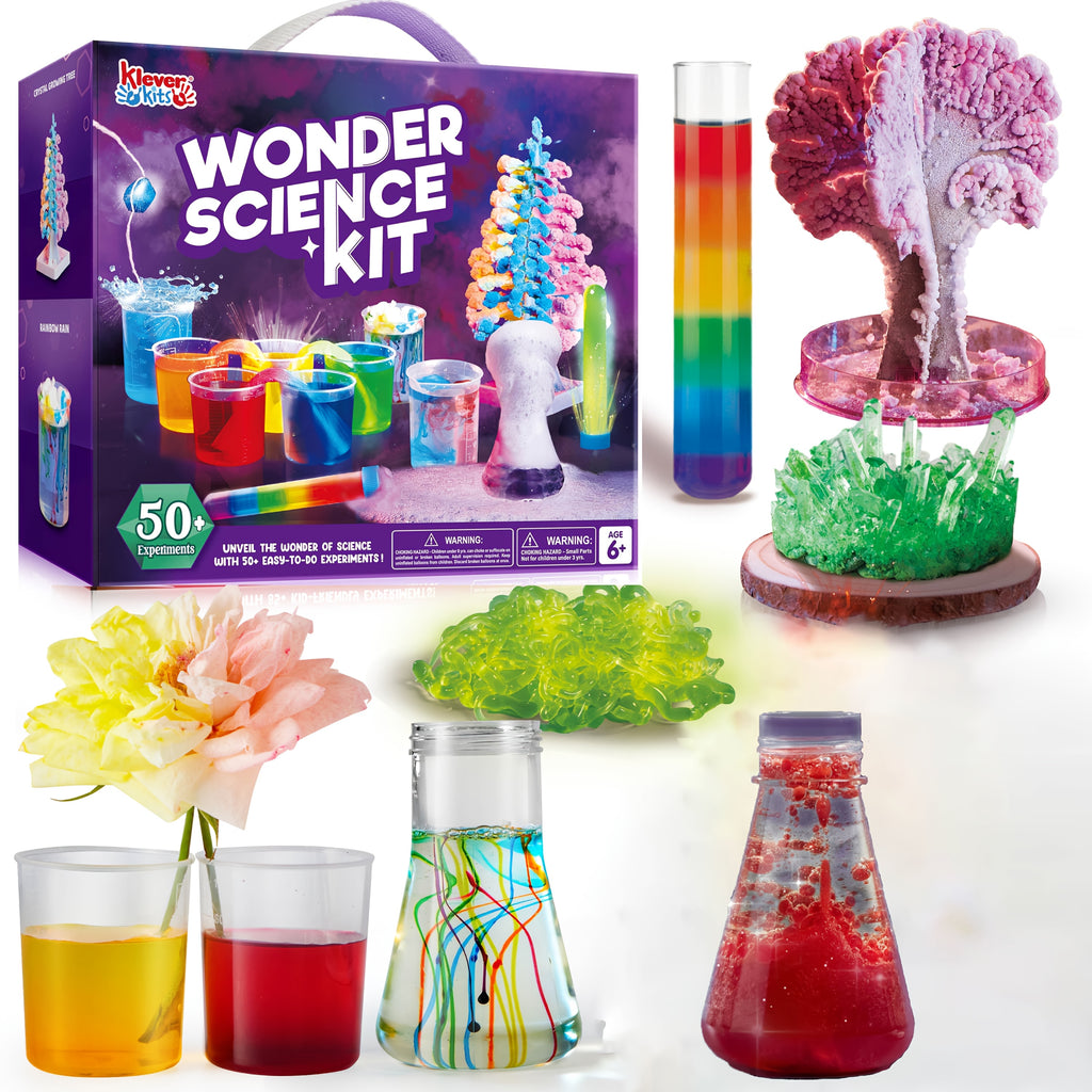STEM Science Kit for Kids with 50+ Experiments - Crystal Tree Growing Kit, Lava Lamp, Volcano & Chemistry Lab Activities, Educational Science Toy for Boys Girls Ages 6-12, Birthday Christmas Gift
