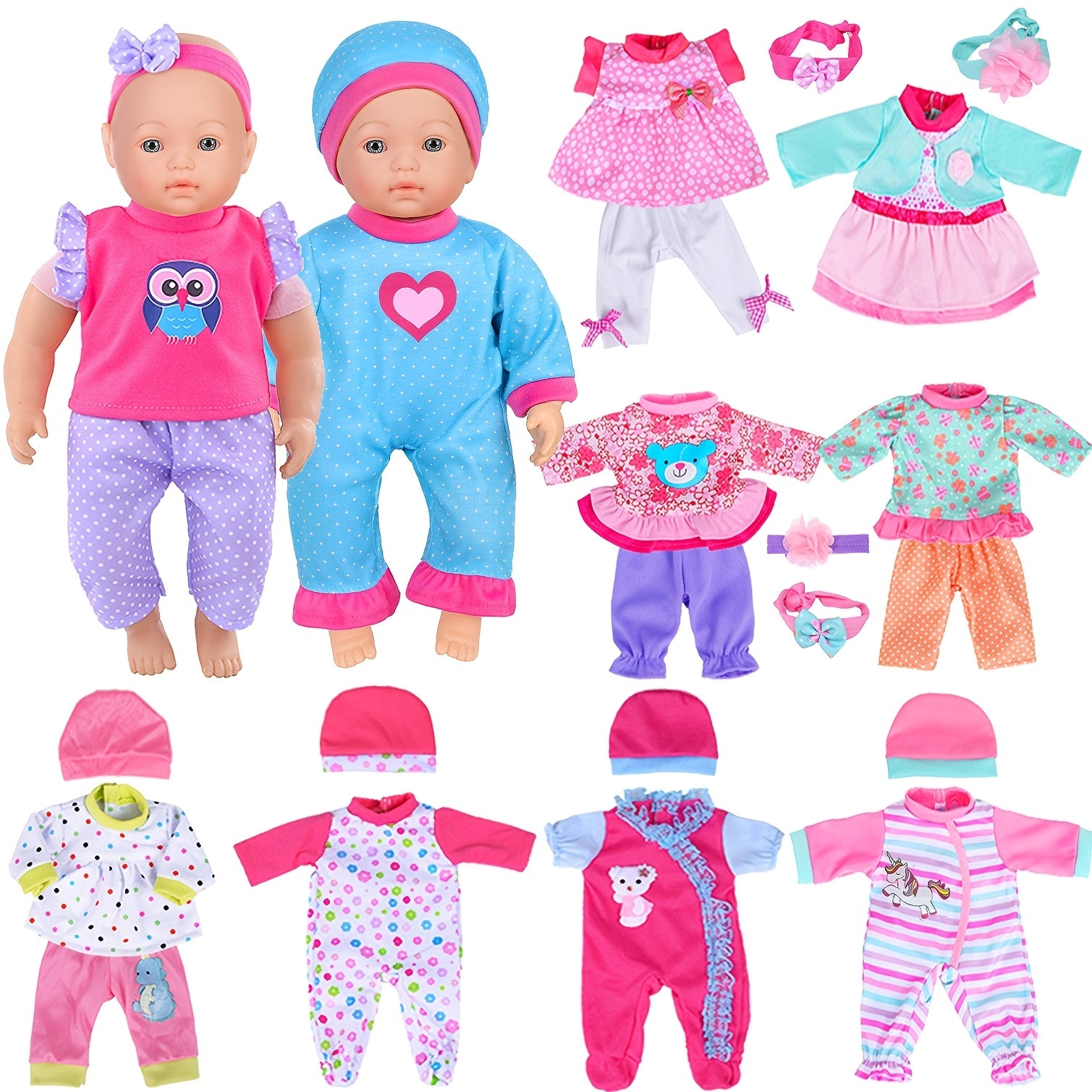 Colorful Handmade Baby Doll Clothes 10 Sets for 10 12 Inch Newborn & 14 16 Inch Dolls – Soft Safe Mixed Design Outfits Develops Fine Motor Skills Gift Girls Ages 3+