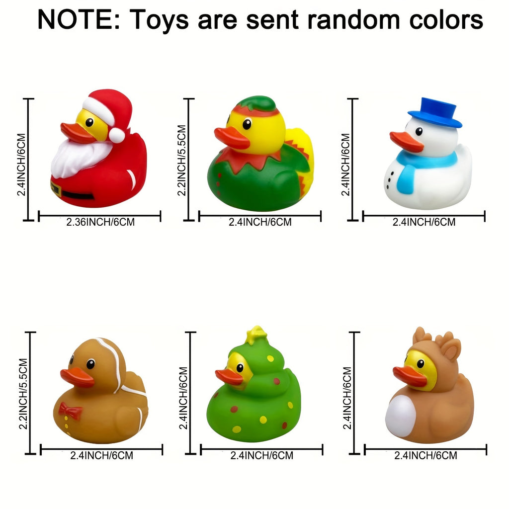 Christmas Light-Up Duck Bath Toys 6 Pack – Glowing Rubber Duckies for Kids & Toddlers, Boys & Girls, Christmas Stocking Stuffers, Halloween & Holiday Party Favors, Random Colors