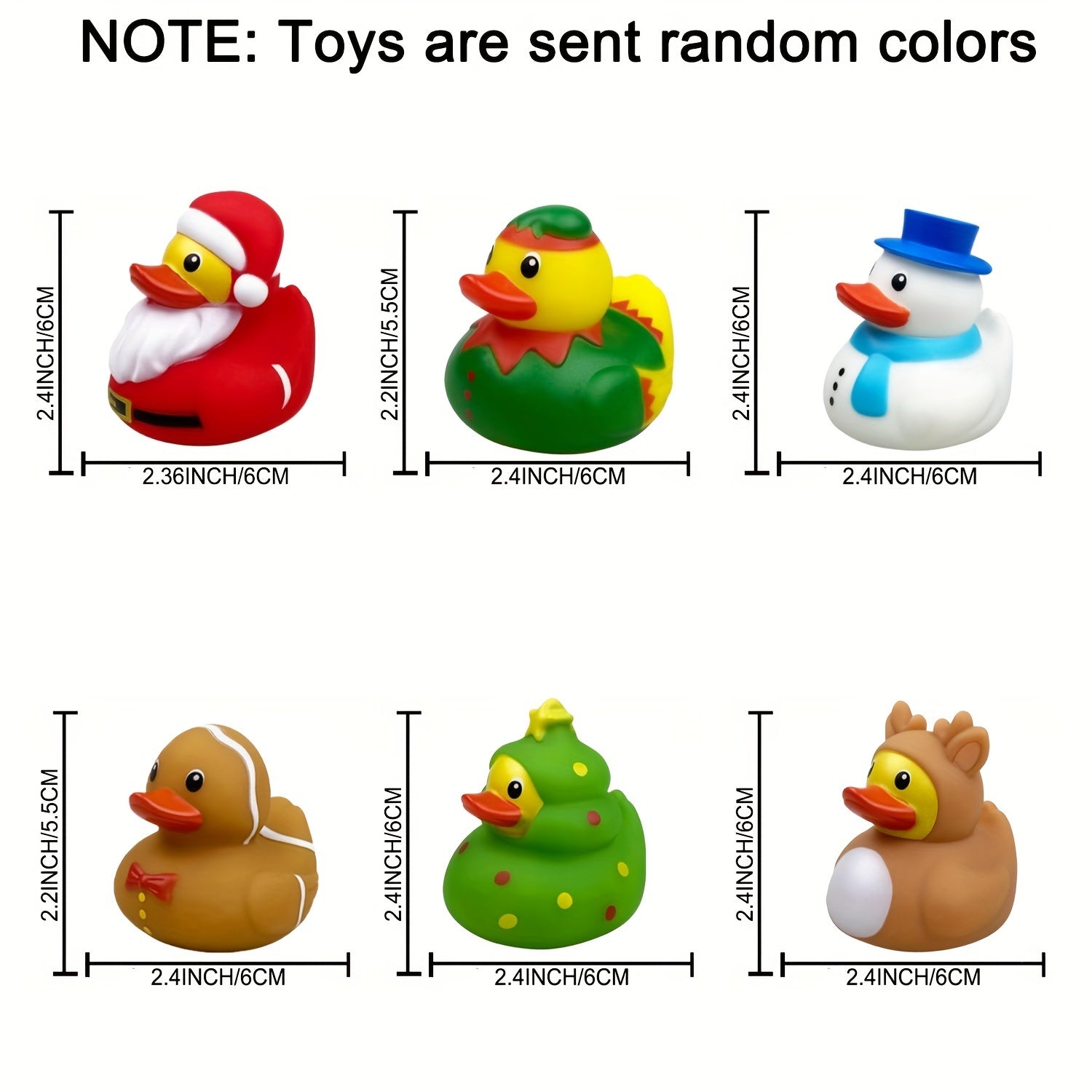 Christmas Light-Up Duck Bath Toys 6 Pack – Glowing Rubber Duckies for Kids & Toddlers, Boys & Girls, Christmas Stocking Stuffers, Halloween & Holiday Party Favors, Random Colors