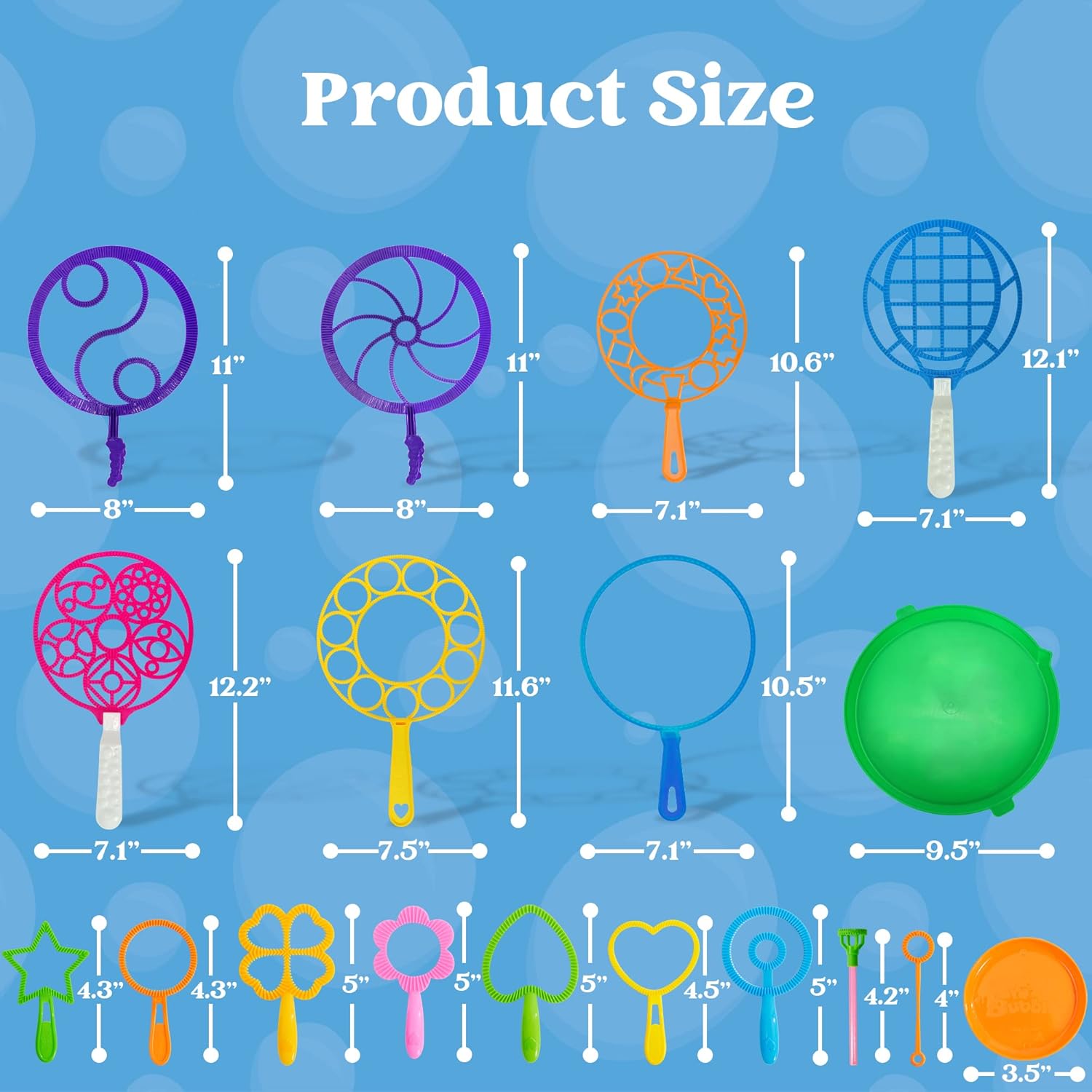 Bubble Wands Set Bulk Pack 30 Pcs - Giant Bubble Blowing Kit for Kids & Adults, Color-Coded Wands with Tray, Non-Toxic, No-Mix Solution-Free