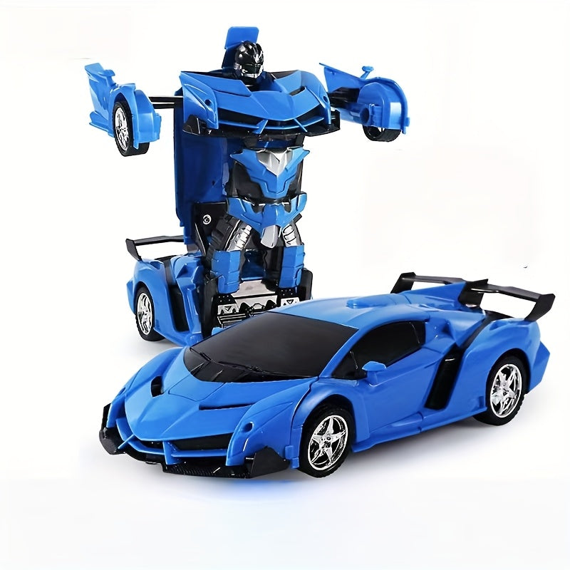 Transform Robot RC Car 1:18 Scale One-Click Car to Robot 2.4GHz 360 Drift LED Light 45M Range Non-Toxic ABS Kids Boys Ages 3+ Birthday Christmas Gift