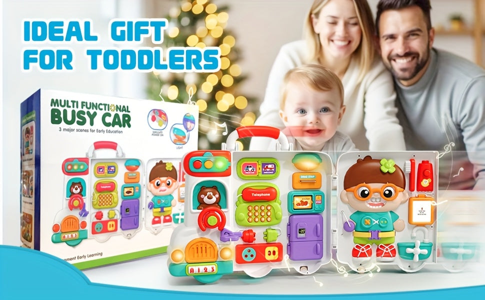 54-in-1 Busy Board Car Toy for Toddlers 18 Months+ – Fine Motor Skills Learning Activity Board, Educational Montessori Toy for Baby Boys Girls, Birthday Gift