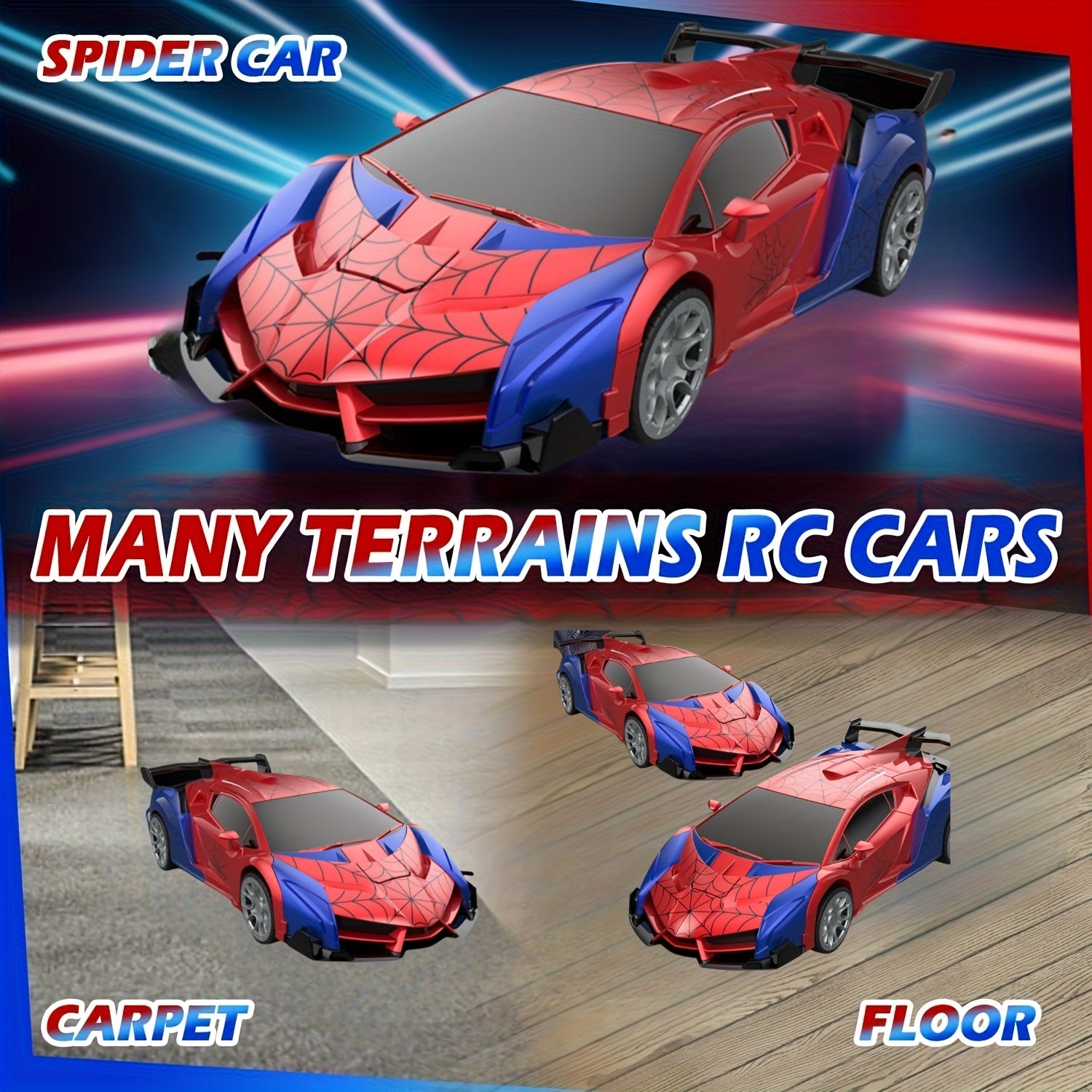 Spider Transform Robot RC Car 1:18 One-Button Deformation 2.4GHz LED Lights 360 Drift 45M Range Auto Demo Kids Boys Girls Ages 6+ Birthday Christmas Gift