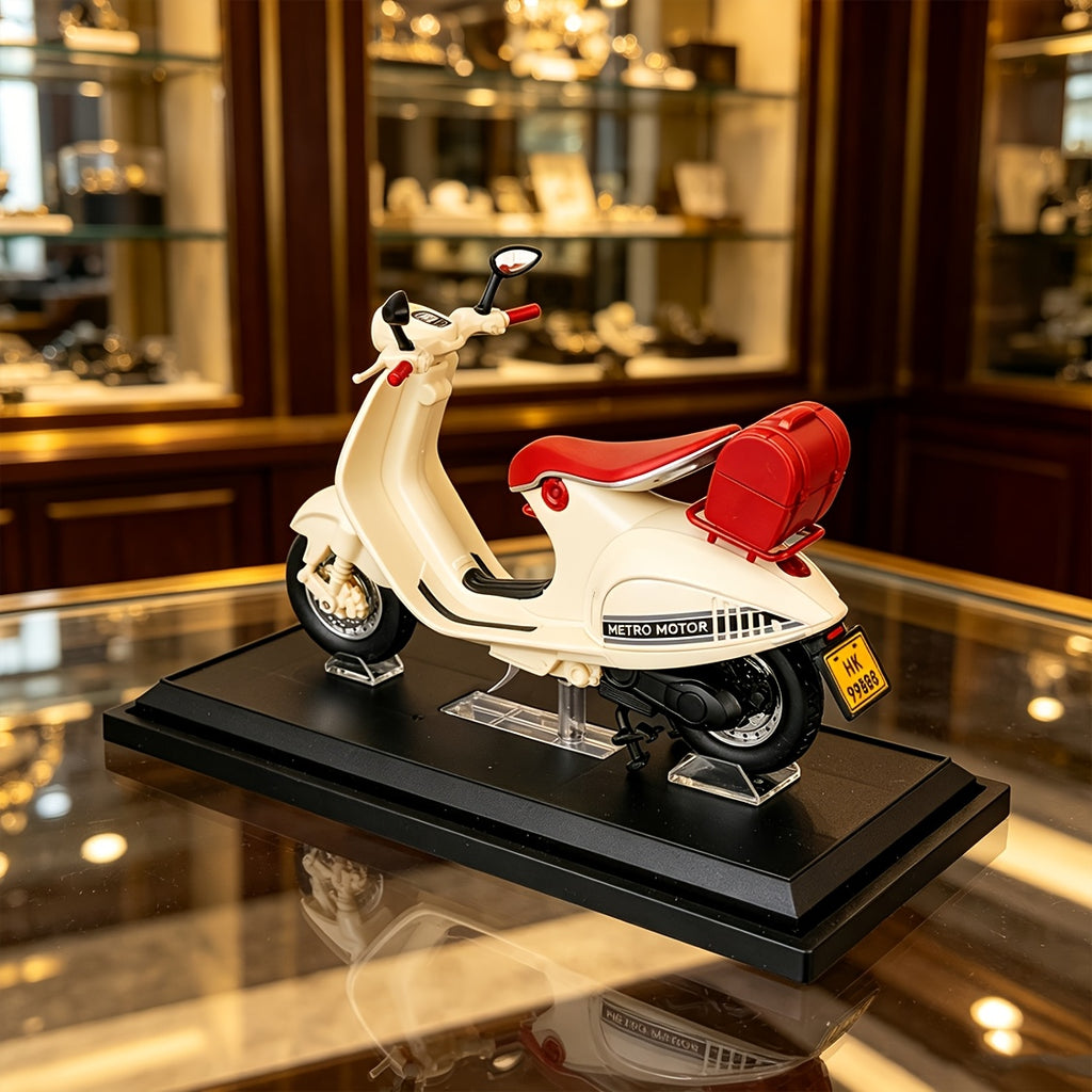 1:12 Scale Ladies Scooter Motorcycle Die-Cast Model – Exhibition-Grade Zinc Alloy Static Display with Highly Detailed Finish, Desktop Decoration, Birthday New Year Gift for Model Enthusiasts