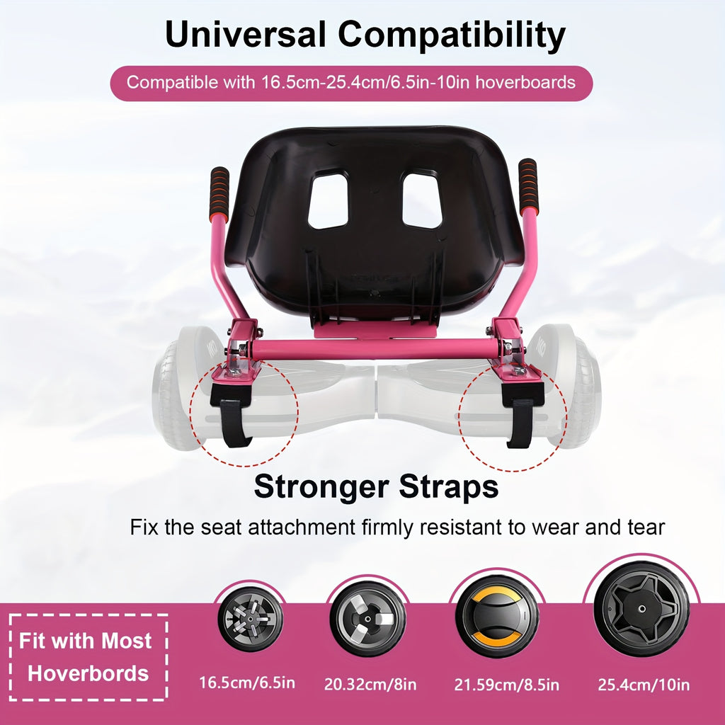 Hoverboard Go Kart Attachment for 6.5"-10" Hoverboards – Kids Hover Cart Seat Conversion Kit with Off-Road Tires, Shock Absorber & 360° Steering – Birthday Christmas Gift (Hoverboard Not Included)