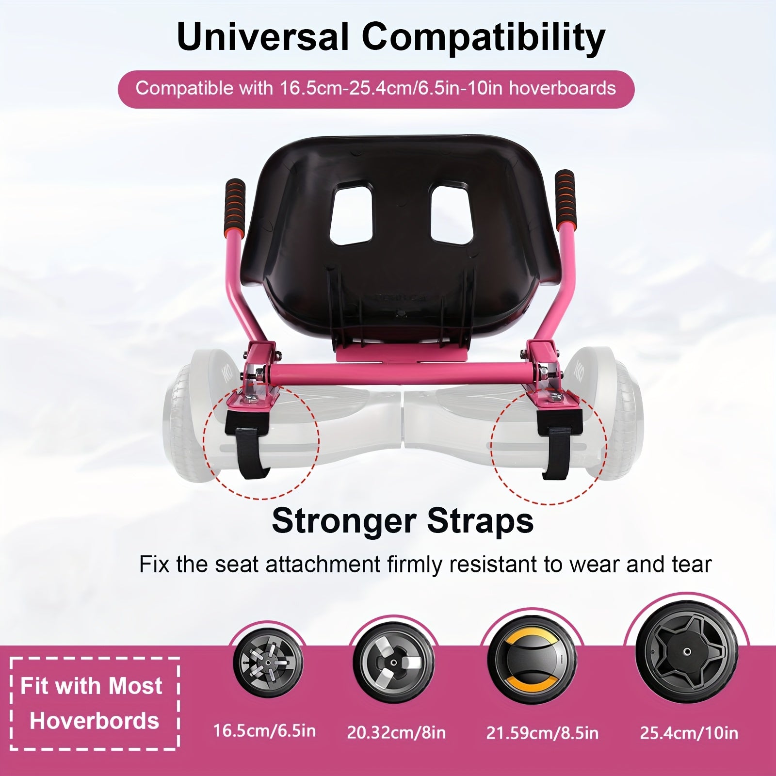Hoverboard Go Kart Attachment for 6.5"-10" Hoverboards – Kids Hover Cart Seat Conversion Kit with Off-Road Tires, Shock Absorber & 360° Steering – Birthday Christmas Gift (Hoverboard Not Included)