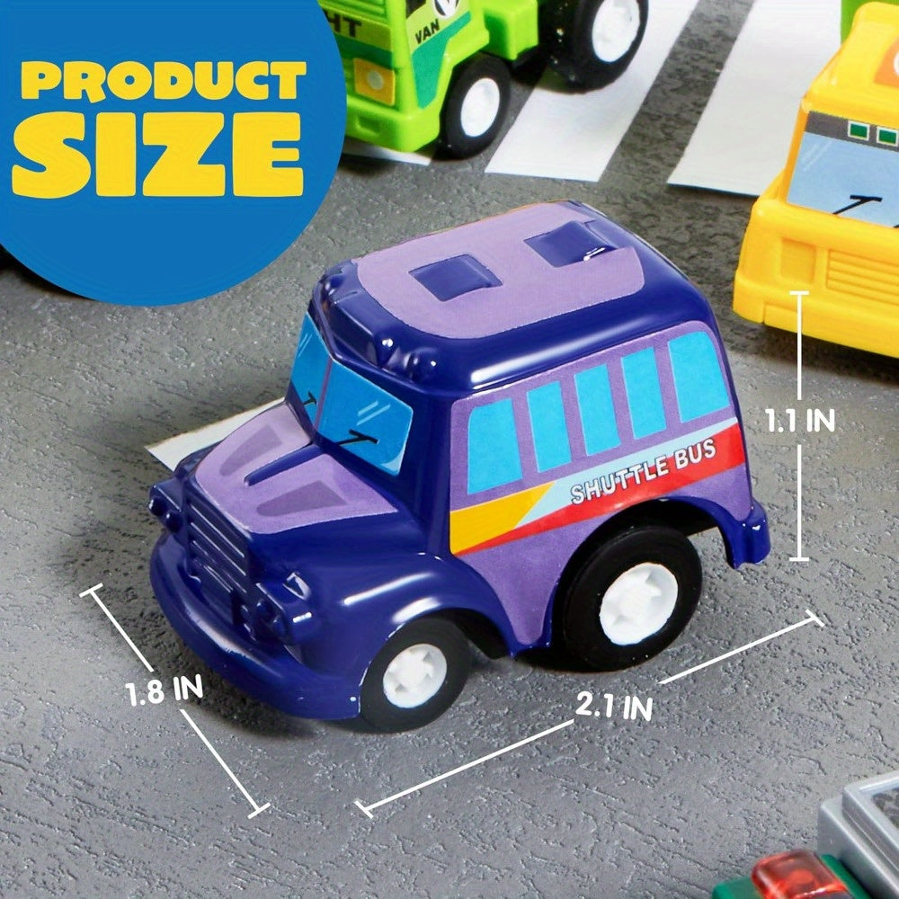 25-Piece Pull Back Cars and Trucks Toy Set for Kids – Die-Cast Vehicle Playset with Fire Truck, Police Car & School Bus, Party Favors, Easter & Christmas Gift for Boys and Girls