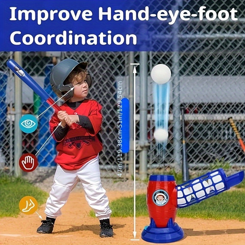 Kids Automatic Baseball Pitching Machine Toy Set with 10 Balls Batting Practice Sports Trainer for Boys Girls Ages 3 Plus - Birthday Christmas Gift