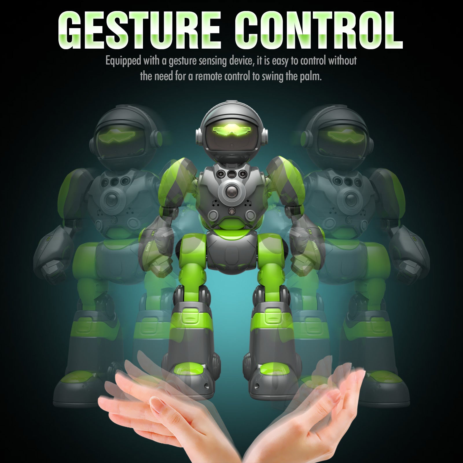 Gesture Control RC Robot Toy Voice Recording Programming EMO Mode LED Interactive Intelligent Robot Kids Boys Girls Birthday Christmas Gift Green Blue Pink Yellow