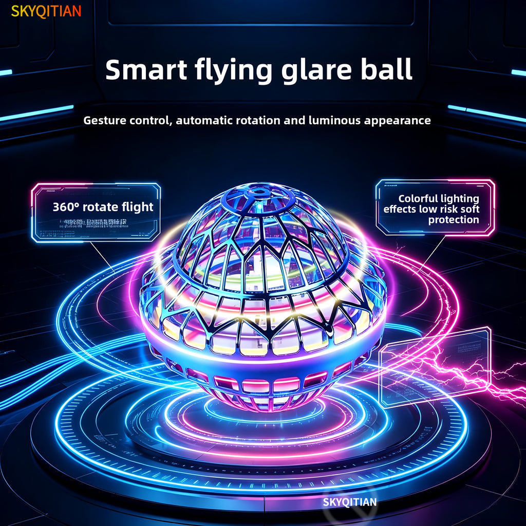 Hand Control UFO Flying Ball Toy Infrared Hover Boomerang LED Light Indoor Outdoor Kids Gift Christmas Halloween Birthday Party