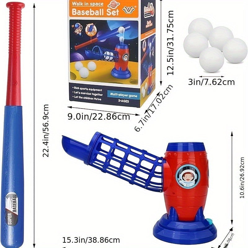 Kids Automatic Baseball Pitching Machine Toy Set with 10 Balls Batting Practice Sports Trainer for Boys Girls Ages 3 Plus - Birthday Christmas Gift