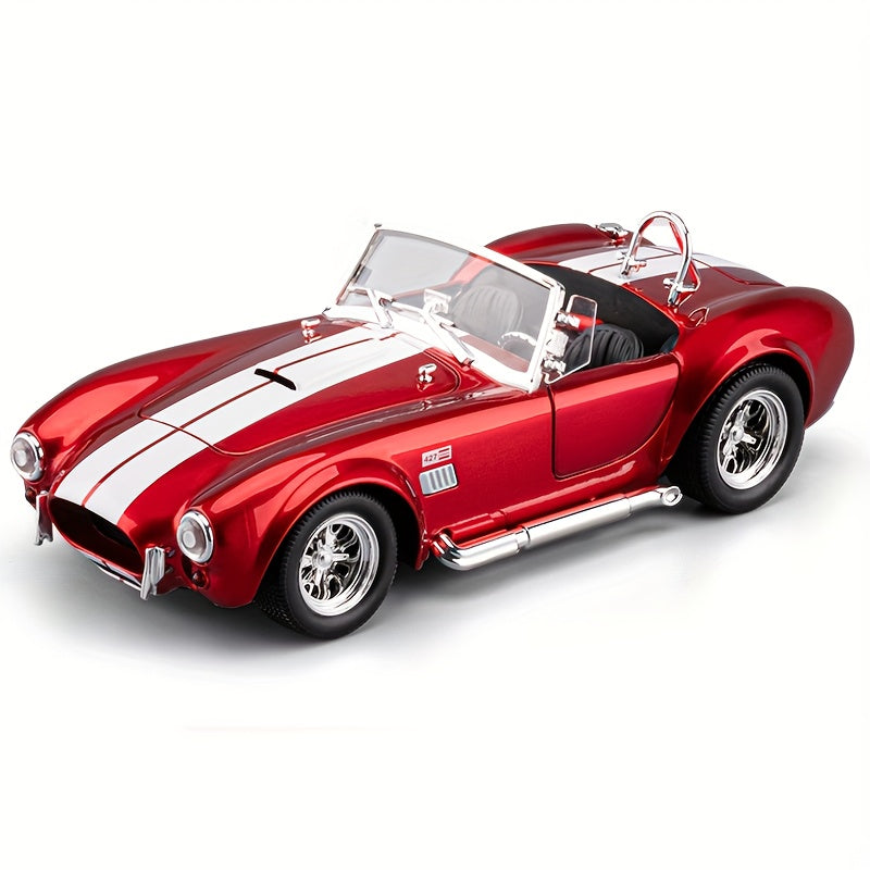1:22 Scale Shelby Cobra Vintage Die-Cast Model Car Zinc Alloy Openable Doors Static Display Collectible Gift for Car Enthusiasts Home Office Desk Decor