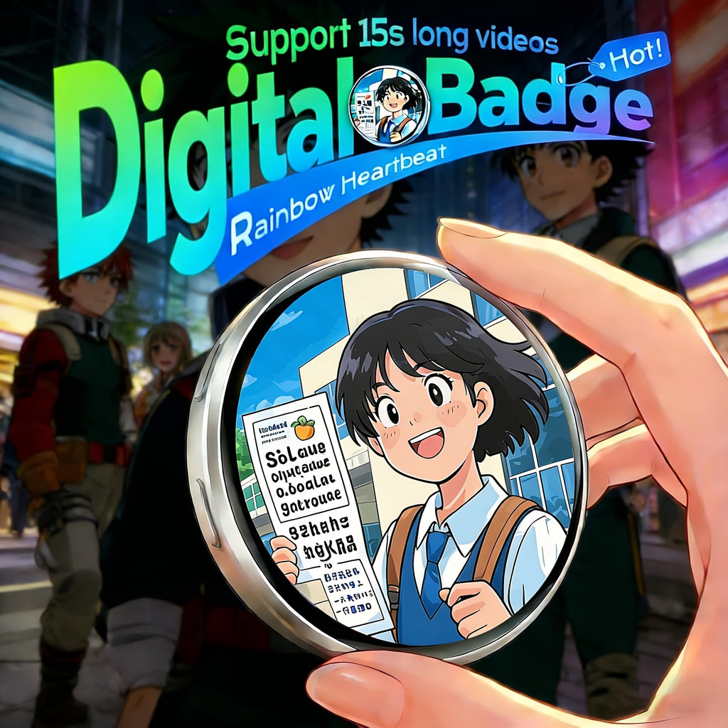 Electronic LED Display Badge with Bluetooth 6.0 & Dynamic Touch – 600mAh Anime Digital Brooch for Cosplay, Concerts & Events