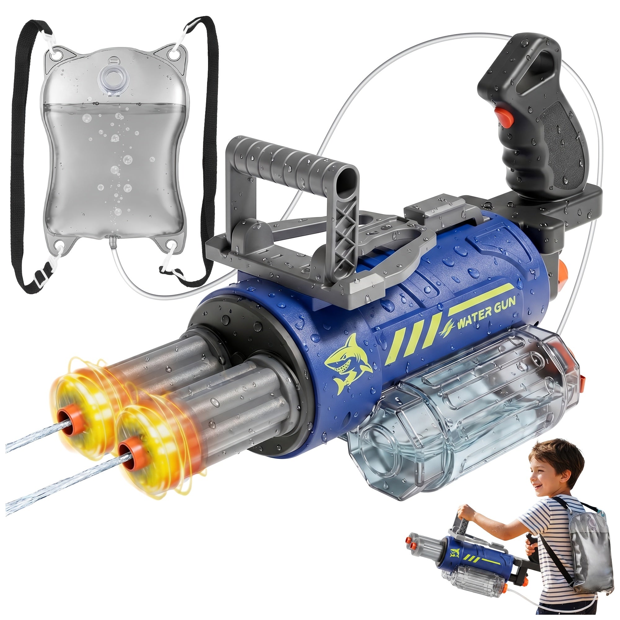 Gatling Electric Water Gun with LED Lights - Super Soaker 10-Meter Range, Automatic Water Blaster for Pool Party Beach Battle, Summer Outdoor Toy for Kids Adults Boys Girls