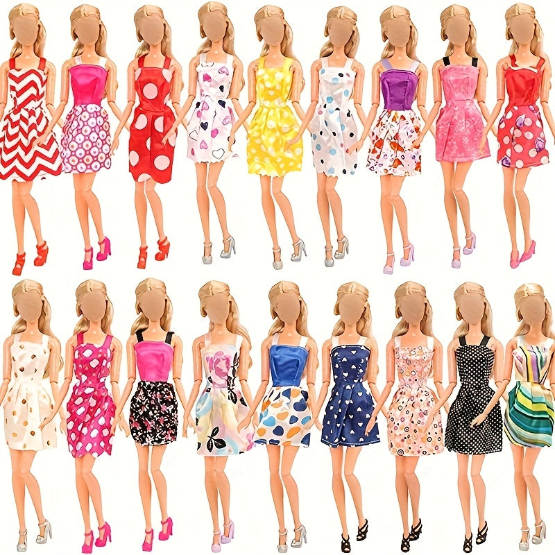 Doll Clothes & Accessories Set 42pcs for 11 Inch Dolls – 10 Dresses 10 Shoes 6 Necklaces 6 Crowns 5 Glasses & Hangers Fashion Wardrobe Gift for Girls Birthday Christmas