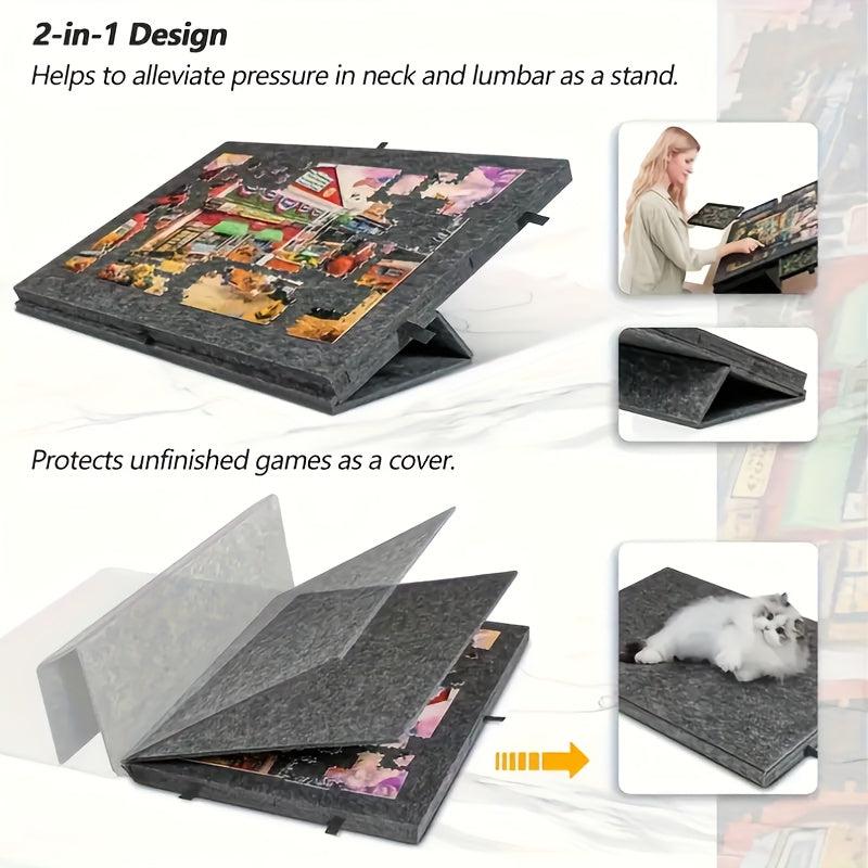 Puzzle Table 1000 Pieces 2-in-1 Tilting Stand & Lid 6 Drawers Ultralight Portable Puzzle Board for Adults Puzzle Lovers Gift Ergonomic Jigsaw Work Station