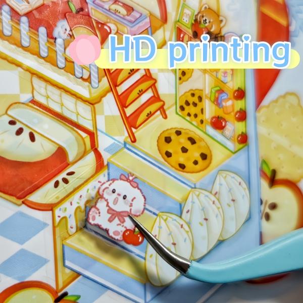 Miniature House Sticker Book with 20 DIY 3D Scenes and Tweezers, Paper Craft Activity for Adults, Teens and Family Creative Time