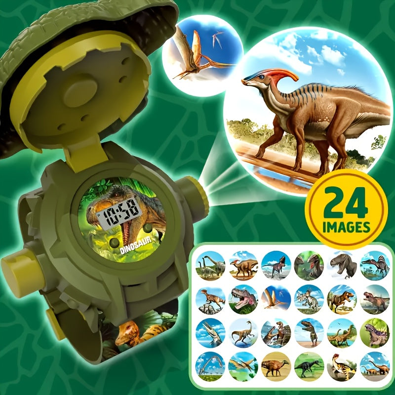 Kids Dinosaur Projection Watch Toy with 24 Dino Patterns & Real Time Display - Fun Dragon Watch Projects Dinosaur Adventure World Birthday Holiday Gift for Boys Girls