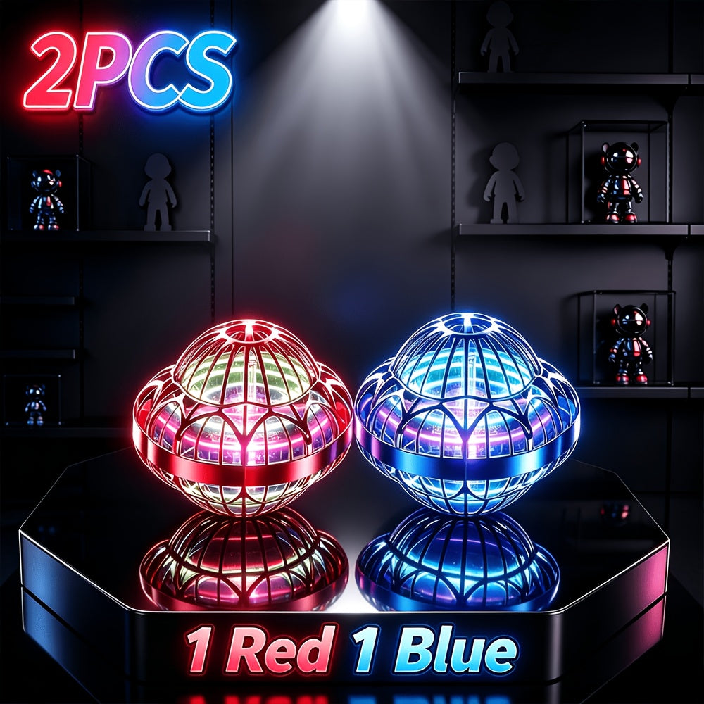 360 Rotating Flying Ball Toy 2-Pack Floating Hover Magic Handheld USB Rechargeable Indoor Outdoor Kids Boys Girls Teens Birthday Christmas Gift
