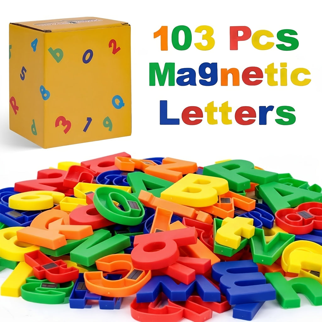 Magnetic Letters and Numbers Set 103pcs - Alphabet Fridge Magnets 1.75in Educational Learning Toy for Preschool Kids Spelling Counting Math