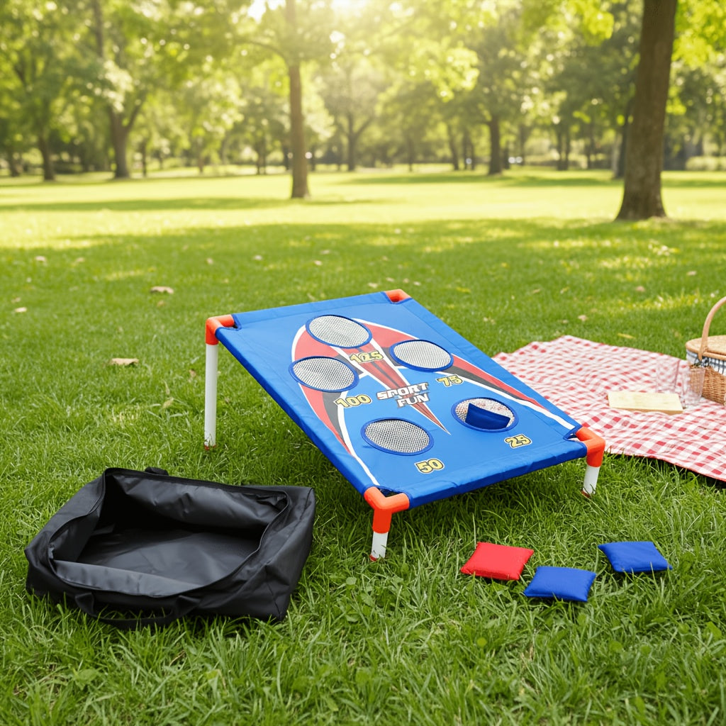 5-Hole Bean Bag Toss Board Game Set with 8 Bean Bags & Carry Bag – Outdoor Indoor Party Game for Kids Adults Backyard Camping Beach Tailgate
