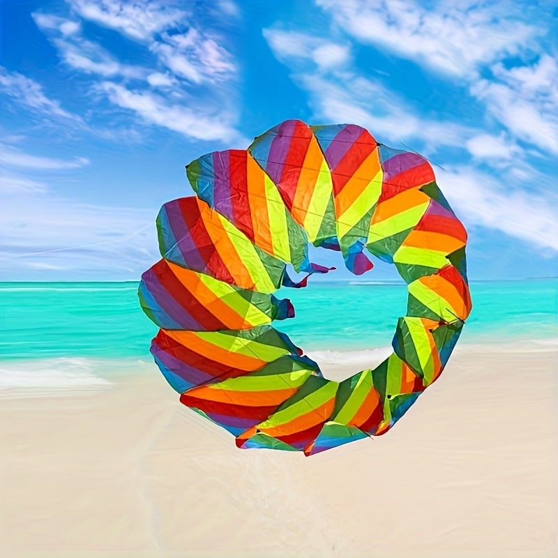 Iridescent Spinning Kite with 3D Rotating Flower Basket & Lotus Tail – Outdoor Beach Park Flying Toy for Kids Adults Family Fun Gift