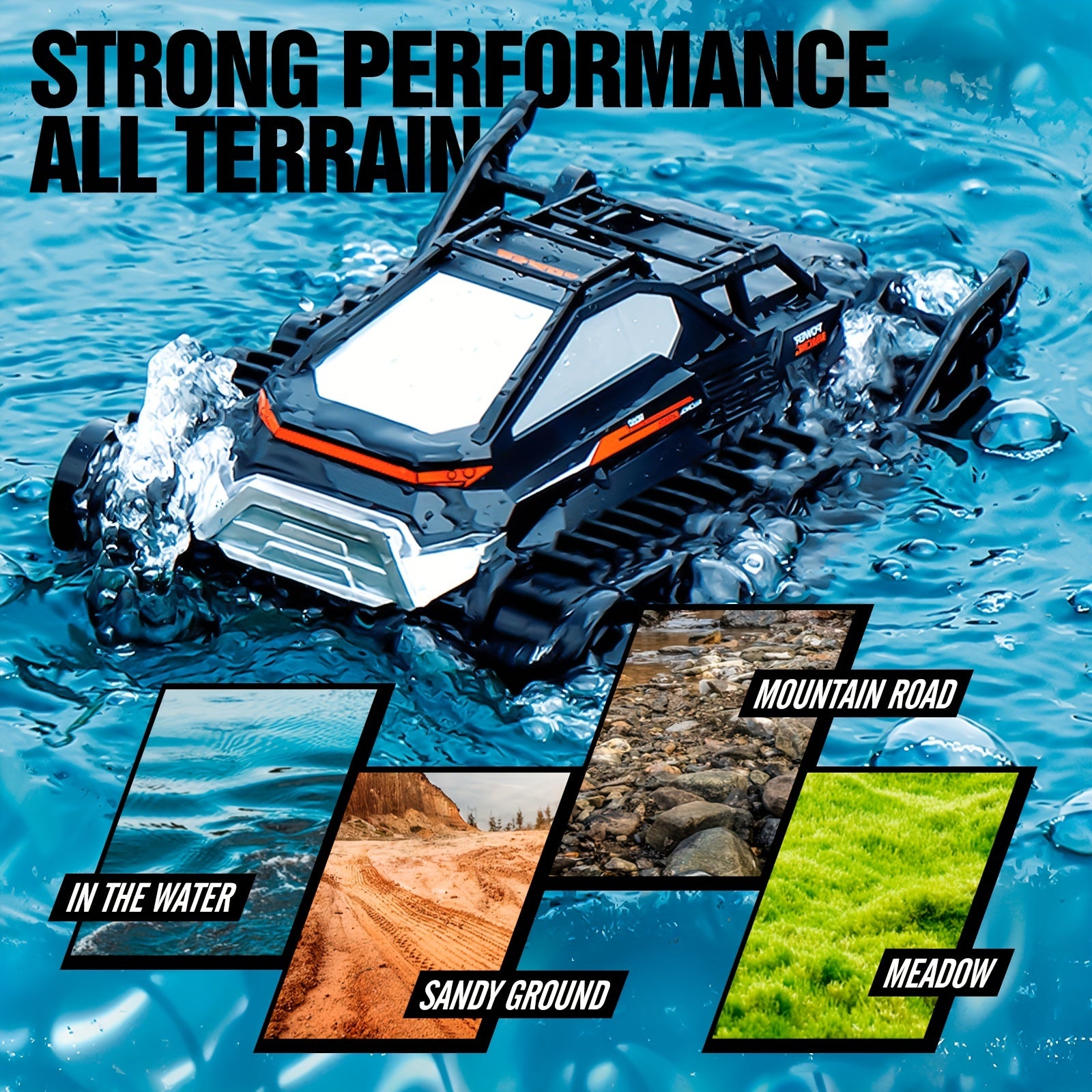 Amphibious RC Tank with 2 Battery Packs High Horsepower Off-Road Drifting Climbing Remote Control Car – All-Terrain Land & Water RC Vehicle for Boys Kids Christmas Halloween Gift