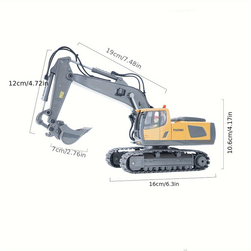 Alloy Construction Truck Toy 1:24 Scale – Bulldozer, Dump Truck & Excavator with 11-Channel Control, Sound Effects, Indoor Outdoor Engineering Vehicle Gift for Boys & Girls