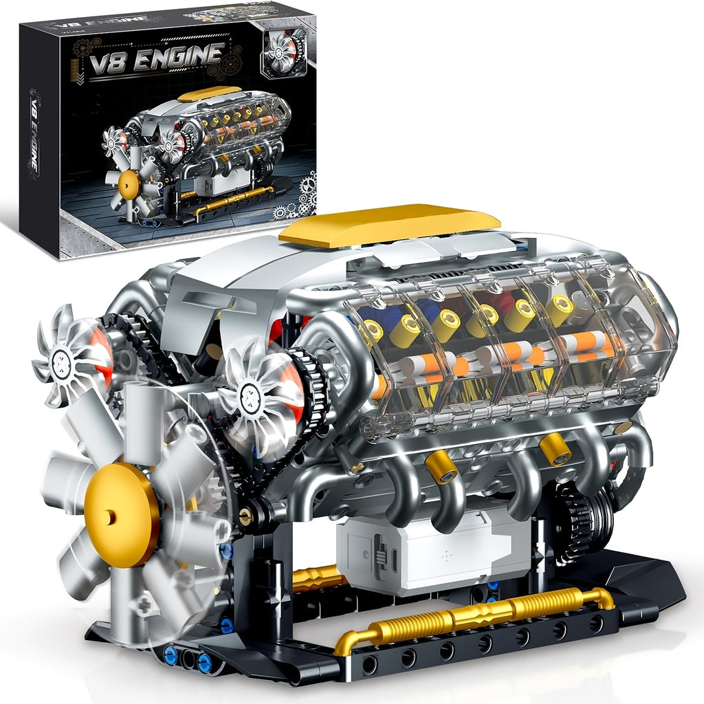 V8 Engine Building Kit 692 Pieces, Build Your Own Mini Supercar V8 Engine Model with Bidirectional Motor, Advanced STEM Mechanical Puzzle Display for Adults Teens, Birthday Christmas Gift Car Enthusiasts