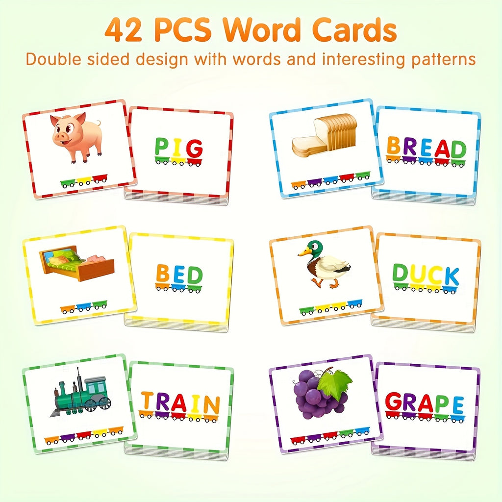 Magnetic Wooden Alphabet Train Set 27pcs – ABC Letter Learning Toy with 42 Flash Cards Engine Storage Bag – Educational Toy for Kids Boys Girls Ages 3 4 5 6