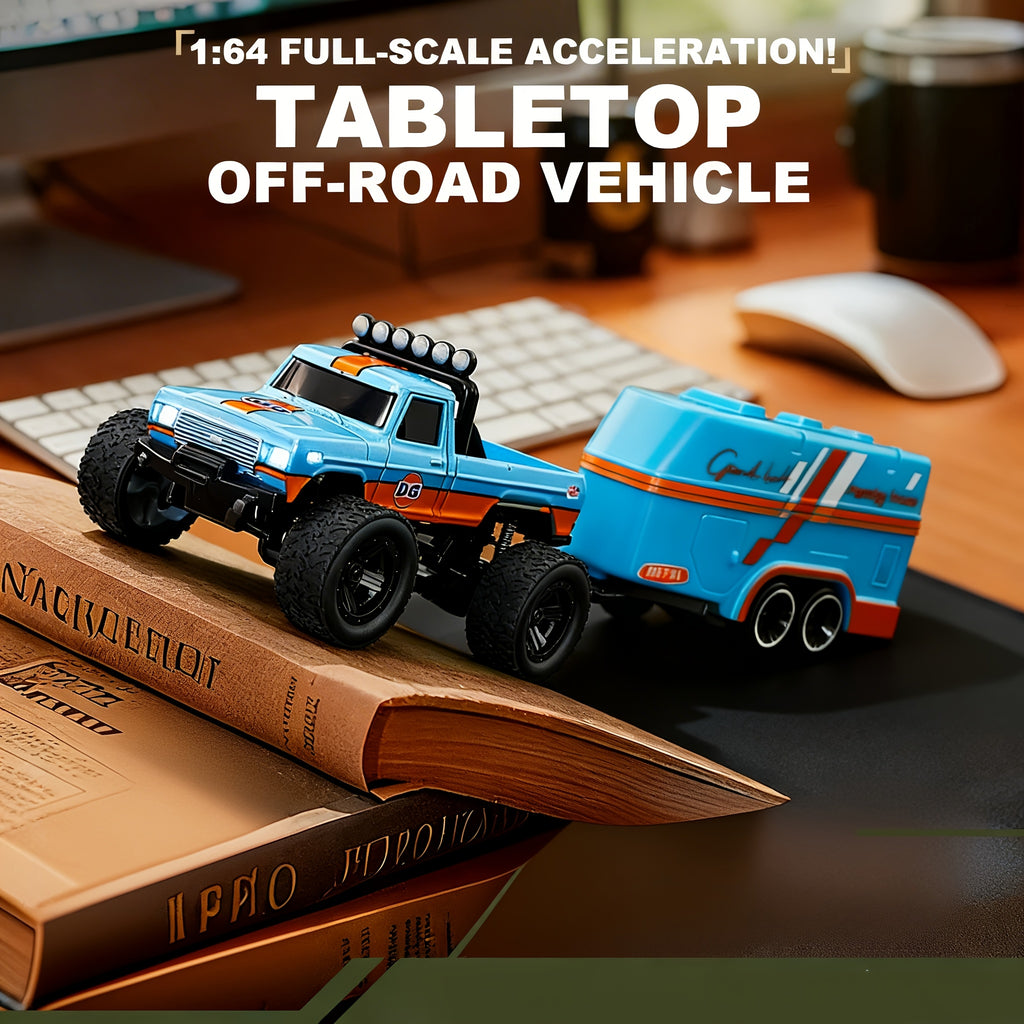 RC Monster Truck with Trailer App Controlled Alloy Die-Cast 3-Speed Heavy-Duty Suspension Underbody LED Lights USB Rechargeable Indoor Outdoor Kids Gift
