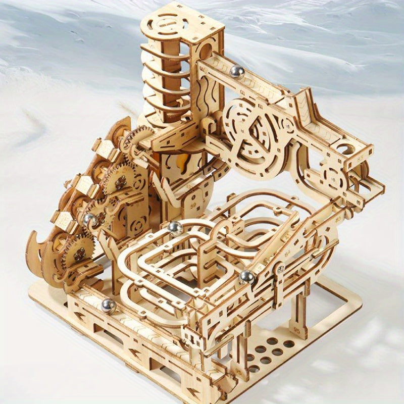 3D Wooden Ball Track Puzzle for Adults STEM Project, High-Difficulty Wood Building Model with 2 Expansion Sets, Home Decoration Holiday Birthday Gift for Men & Women