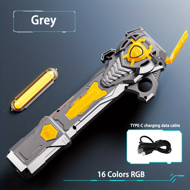 Light Up Saber RGB 16 Colors Rechargeable Light Sword with Gravity Sensor Sound Effects 2-in-1 Flashing Stick Space Sword Costume Toy