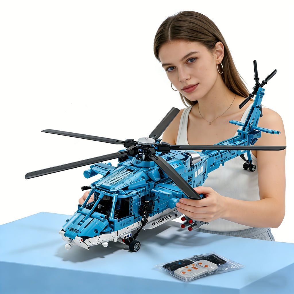 Helicopter Building Block Set 1711 Pieces for Adults Teens, Large Scale ABS Brick Model Kit Medium Difficulty, STEM Construction Display Toy Ages 14+, Birthday Christmas Gift for Men Boys Aviation Fans