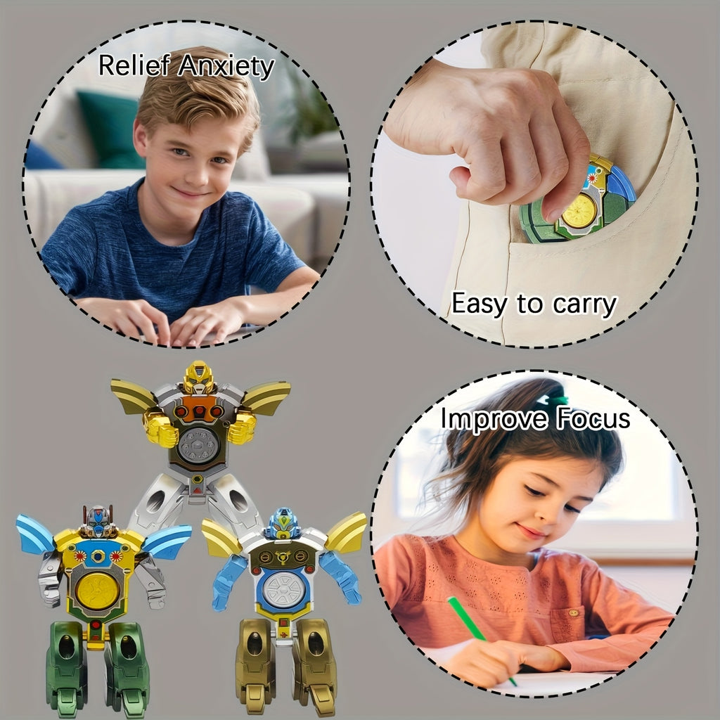 Deformation Robot Fidget Spinner Bulk Pack 12 21 30pcs Finger Gyroscope Random Color ABS – Fingertip Gyro Stress Relief Toy for Kids & Adults, Easter Party Favor Gift