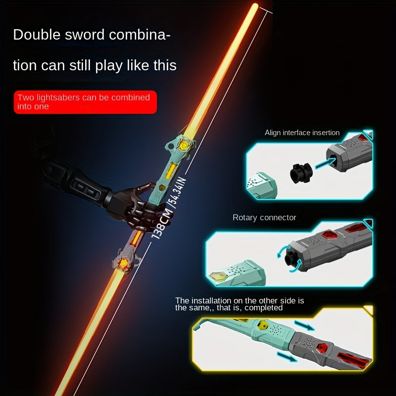 Light Up Saber RGB 16 Colors Rechargeable Light Sword with Gravity Sensor Sound Effects 2-in-1 Flashing Stick Space Sword Costume Toy