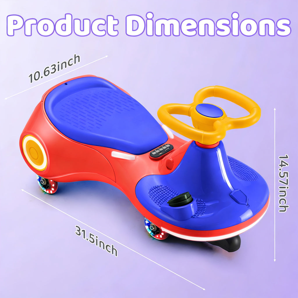 Electric Wiggle Car with Pedal 2-in-1 Rechargeable Swing Car for Kids Ages 3+ - 2 Speed Anti-Rollover Flashing Wheels 140LB Capacity, Indoor Outdoor Ride-On Toy, Birthday Christmas Gift Boys Girls