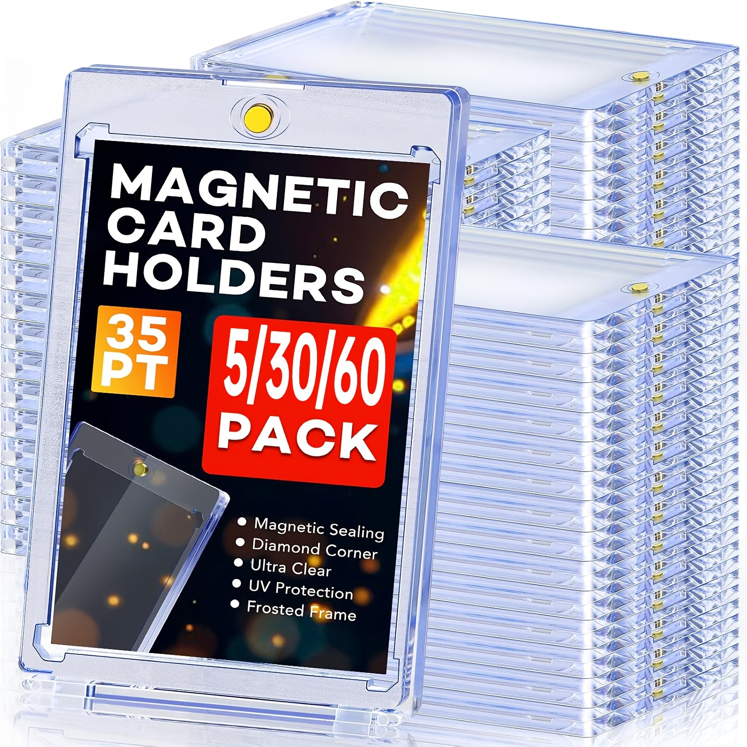 35pt Magnetic One-Touch Card Holders Hard Case for Pokemon Sports Baseball TCG Trading Cards Bulk Pack 5 30 60pcs Collector Gift Christmas Birthday